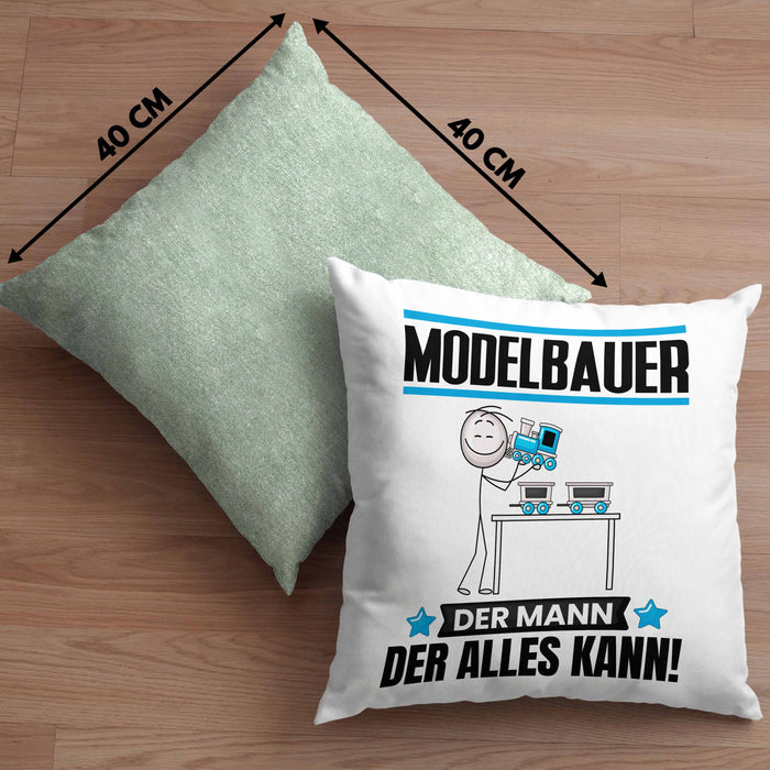 Modelbauer Kissen mit Füllung 40x40 Geschenk für Modelbauer Der Mann Der Alles Kann Geschenkidee zum Geburtstag (Grau) Grün Trendation