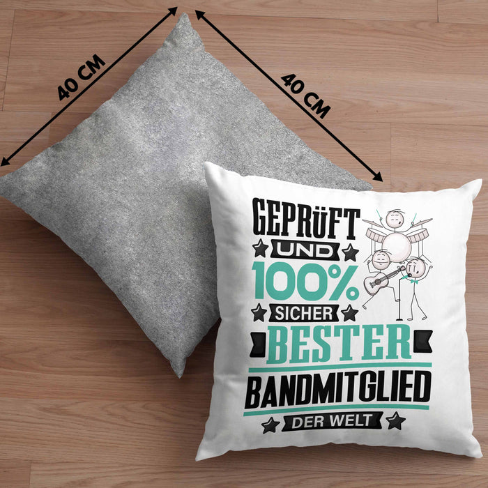 Bandmitglied Geschenk Lustiger Spruch für Bandmitglied Geschenkidee Bester Bandmitglied Der WeltKissen mit Füllung 40x40 (Grau) Grau Trendation