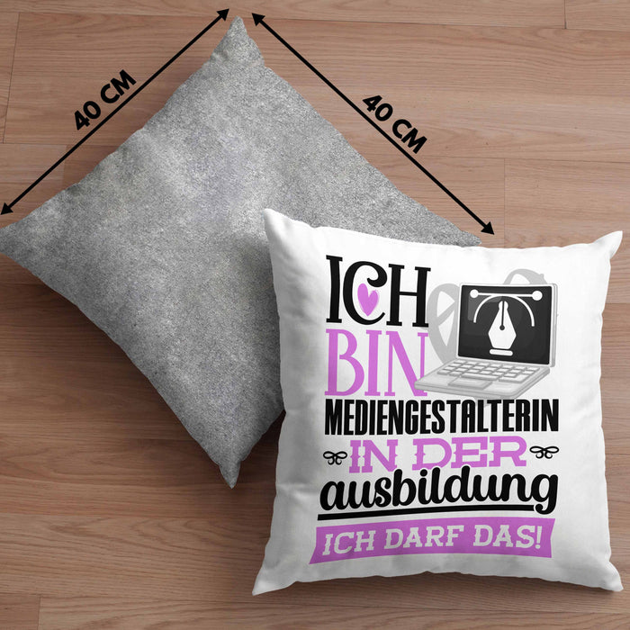 Mediengestalterin Ausbildung Start Geschenk Kissen mit Füllung 40x40 Ich Bin Mediengestalterin In Der Ausbildung Ich Darf Das Geschenkidee (Grau) Grau Trendation