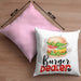 Burger Dealer Kissen mit Füllung 40x40 Geschenk für Besten Burgerverkäufer Geburtstag Spruch Geschenkidee (Grau) Rosa Trendation