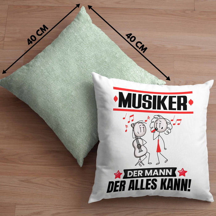 Musiker Kissen mit Füllung 40x40 Geschenk für Musiker Der Mann Der Alles Kann Geschenkidee zum Geburtstag (Grau) Grün Trendation