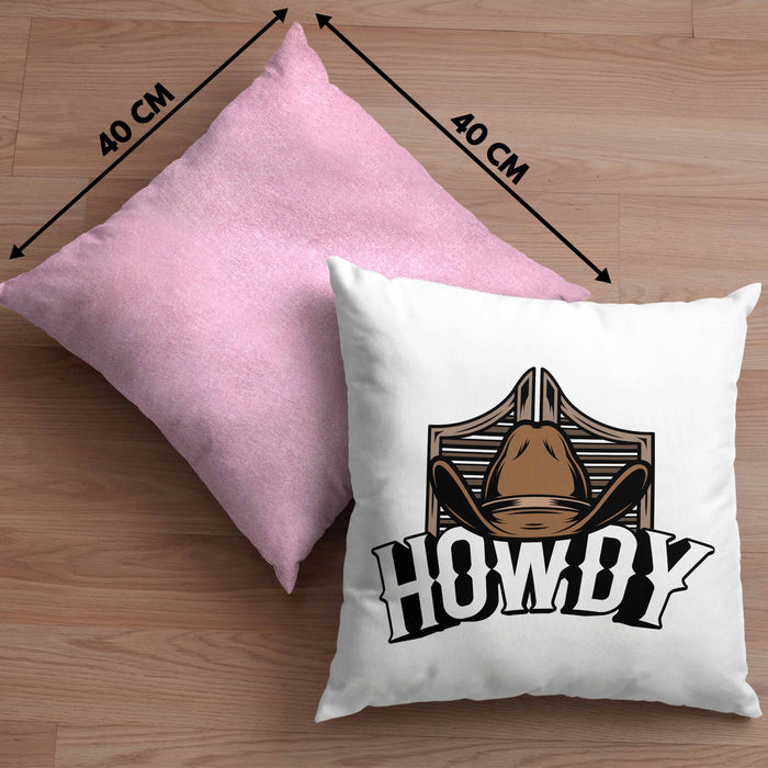 Lustige Kissen mit Füllung 40x40 für Line Dance Fans Howdy Cowboy Geschenkidee (Grau) Rosa Trendation