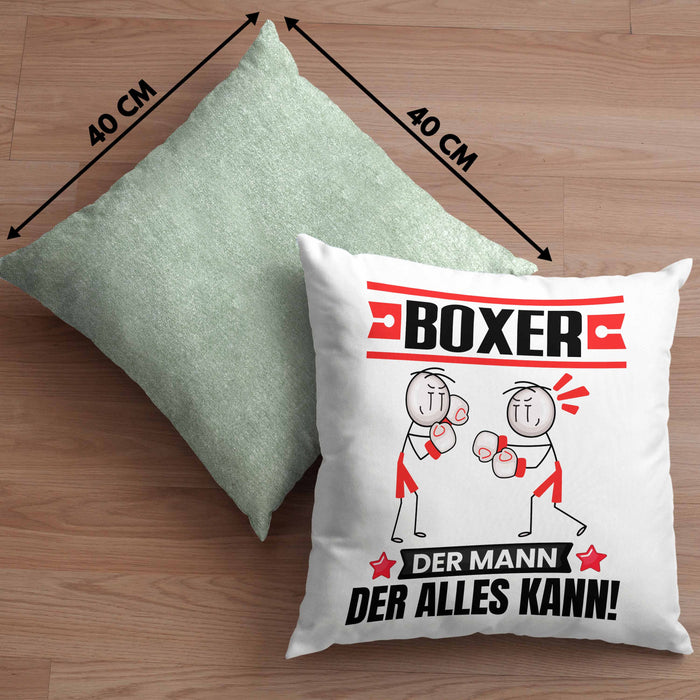 Boxer Kissen mit Füllung 40x40 Geschenk für Boxer Der Mann Der Alles Kann Geschenkidee zum Geburtstag (Grau) Grün Trendation