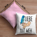 Lustige Wellensittich-Kissen mit Füllung 40x40 Geschenk für Wellensittich-Besitzer Liebe Tut Weh (Grau) Rosa Trendation