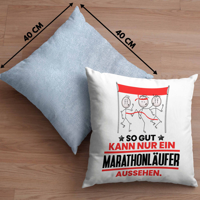 Marathonläufer Geschenk Kissen mit Füllung 40x40 So Gut Kann Nur Ein Marathonläufer Aussehen Geschenkidee (Grau) Blau Trendation