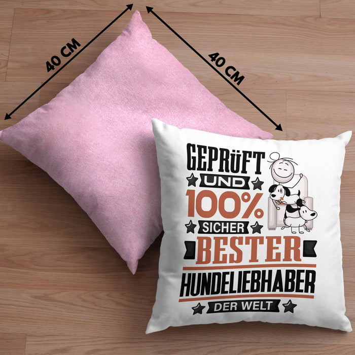 Hundeliebhaber Geschenk Lustiger Spruch für Hundeliebhaber Geschenkidee Bester Hundeliebhaber Der WeltKissen mit Füllung 40x40 (Grau) Rosa Trendation