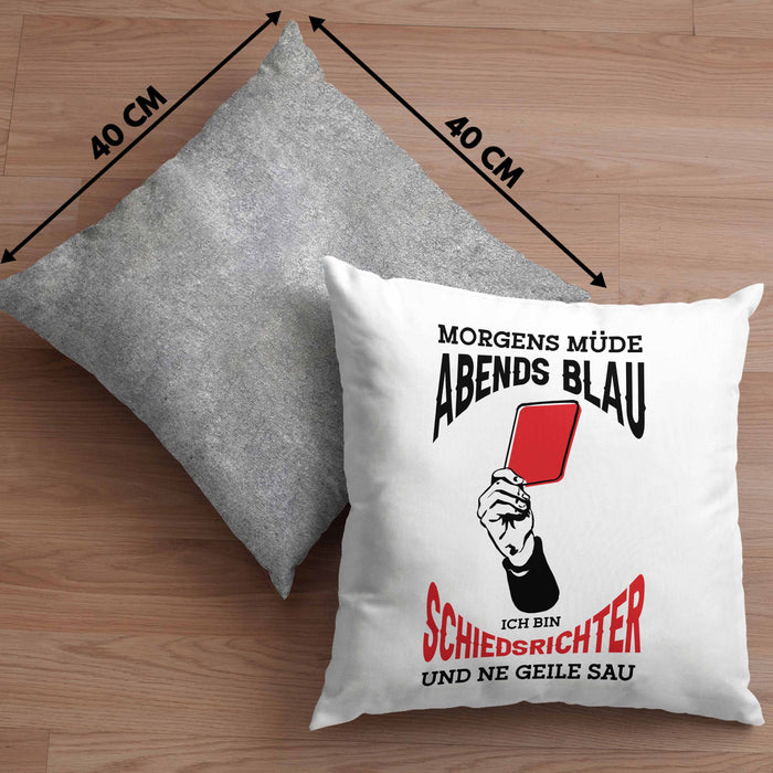 Schiedsrichter Kissen mit Füllung 40x40 Geschenk für Schiedsrichter mit Spruch (Grau) Grau Trendation