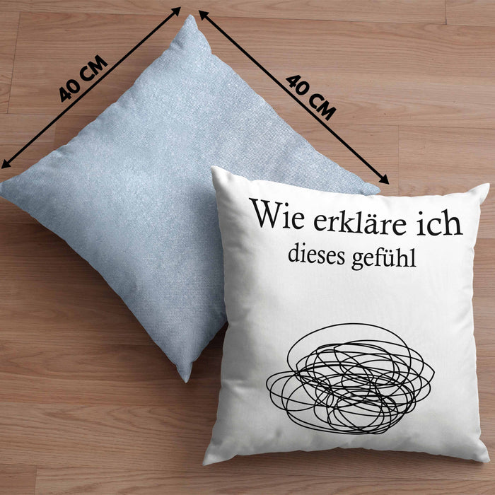Psychologie Kissen mit Füllung 40x40 Geschenk Psycho Geschenkidee Wie Erkläre Ich Dieses Gefühl Spruch Psychologie-Student (Grau) Blau Trendation
