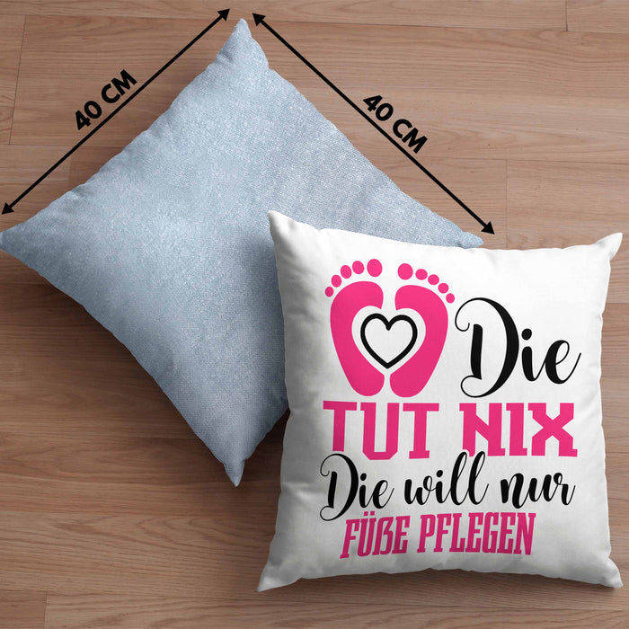 Lustige Kissen mit Füllung 40x40 für Fußpflegerinnen Geschenk für Fußpflege (Grau) Blau Trendation