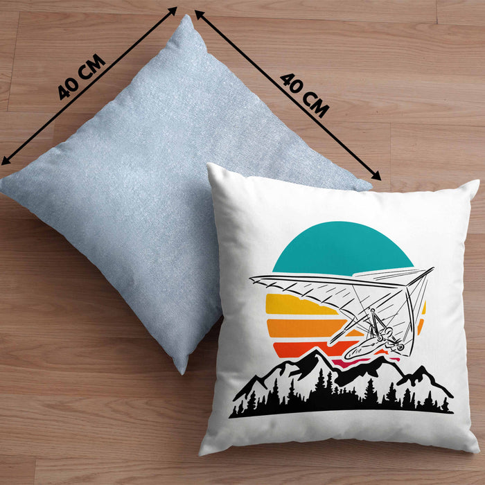 Kissen mit Füllung 40x40 Drachenflieger-Grafik Geschenk Drachenfliegen Drachenflieger Hängegleiter (Grau) Blau Trendation