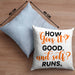 Lustige Kissen mit Füllung 40x40 Denglisch-Spruch "How goes it? Good!" (Grau) Blau Trendation