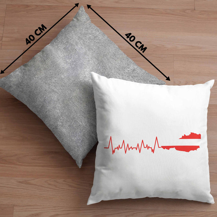 Austria Kissen mit Füllung 40x40 Geschenk Herzschlag Österreich Heimat Alpen EKG (Grau) Grau Trendation