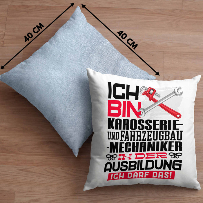 Karosserie- und Fahrzeugbaumechaniker Ausbildung Kissen mit Füllung 40x40 Geschenk Ich Bin Karosserie- und Fahrzeugbaumechaniker In Der Ausbildung Ich Darf Das Geschenkidee Spruch (Grau) Blau Trendation