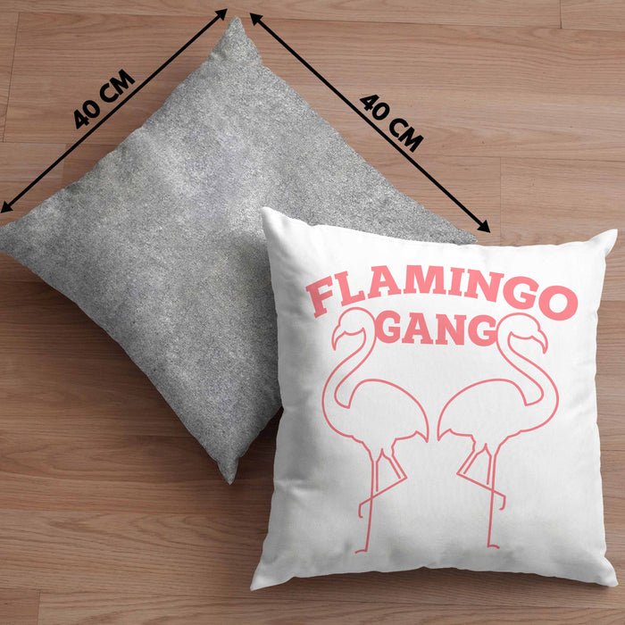 Flamingo Pink Lustige Kissen mit Füllung 40x40 Flamingo-Fans Geschenkidee Flamingo-Gang Aufdruck (Grau) Grau Trendation