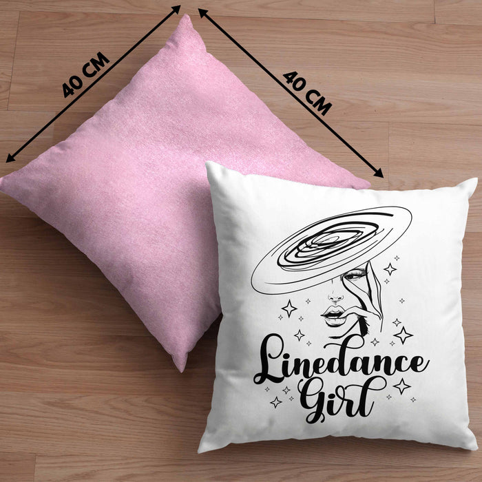 Linedance Geschenke Girl Kissen mit Füllung 40x40 Geschenkidee Spruch Line Dance Frauen Sprüche (Grau) Rosa Trendation