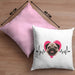 Mops Besitzer Kissen mit Füllung 40x40 Geschenk Lustiger Spruch Geschenkidee Herzschlag Mops (Grau) Rosa Trendation