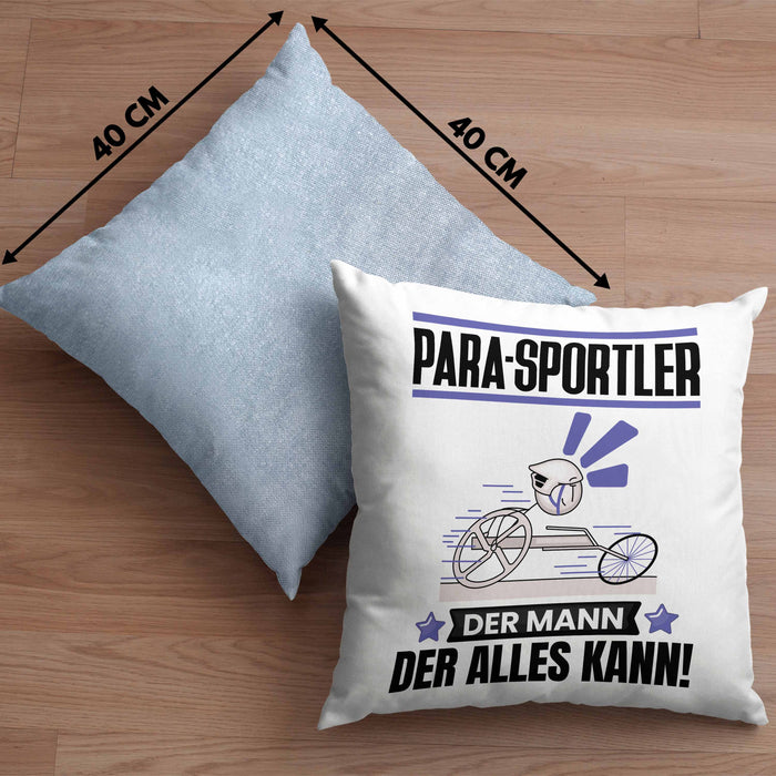 Para-Sportler Kissen mit Füllung 40x40 Geschenk für Para-Sportler Der Mann Der Alles Kann Geschenkidee zum Geburtstag (Grau) Blau Trendation