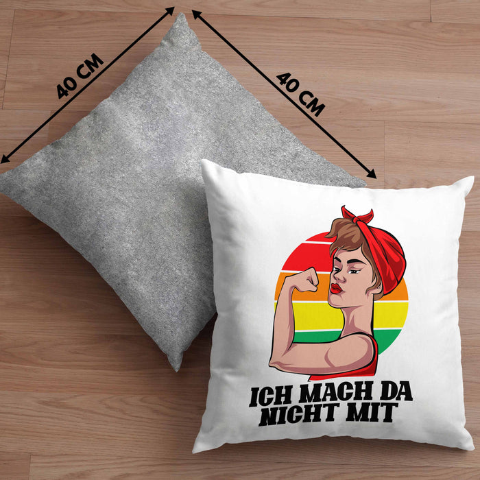 Lustige Feministen Kissen mit Füllung 40x40 Geschenk für starke Frauen Frauenpower Feminismus (Grau) Grau Trendation