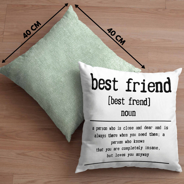Bester Freund Beste Freundin Geschenk Kissen mit Füllung 40x40 Definition Lustiger Spruch BFF Beste Friends Häferl (Grau) Grün Trendation