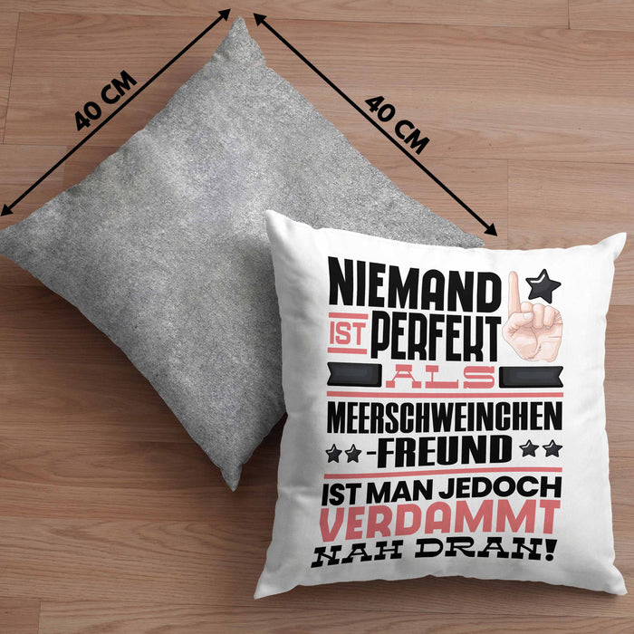 Meerschweinchenfreund Geschenk Kissen mit Füllung 40x40 Lustige Geschenkidee für Meerschweinchenfreund Geburtstag Niemand Ist Perfekt Aber Als Meerschweinchenfreund Ist Man Nah Dran (Grau) Grau Trendation