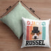 Jack Russel Besitzer Kissen mit Füllung 40x40 Geschenk Lustiger Spruch Geschenkidee Retro Vinatge Jack Russel (Grau) Grün Trendation