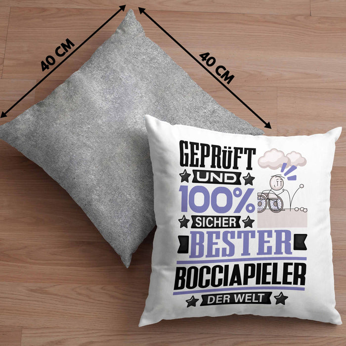 Bocciapieler Geschenk Lustiger Spruch für Bocciapieler Geschenkidee Bester Bocciapieler Der WeltKissen mit Füllung 40x40 (Grau) Grau Trendation