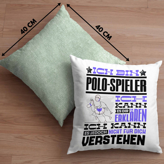 Polo-Spieler Geschenk Kaffee-Kissen mit Füllung 40x40 Geschenkidee für Polo-Spieler Ich Bin Polo-Spieler Ich Kann Es Dir Erklären Jedoch Nicht Für Dich Verstehen Spruch Lustig (Grau) Grün Trendation