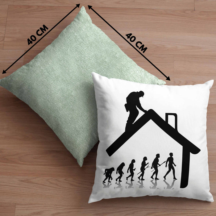 Dachdecker Geschenk Kissen mit Füllung 40x40 Evolution Geschenkidee Spruch (Grau) Grün Trendation