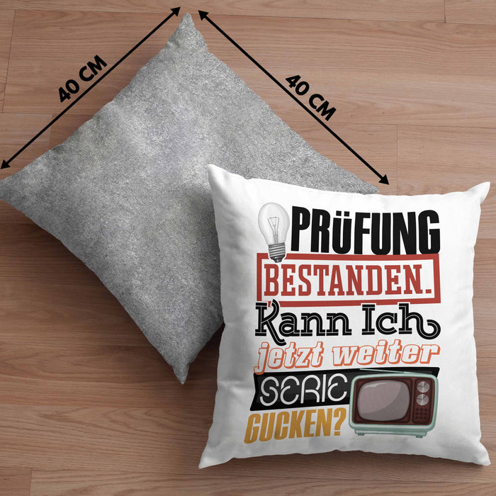 Bachelor Master Prüfung Bestanden Geschenk Kissen mit Füllung 40x40 Studium Prüfung Bestanden Kann Ich Jetzt Weiter Serie Gucken (Grau) Grau Trendation