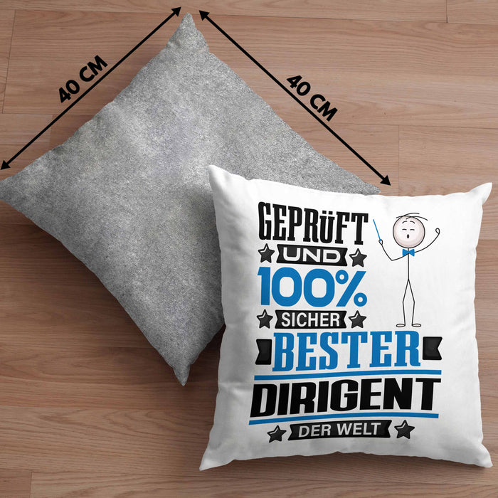 Dirigent Geschenk Lustiger Spruch für Dirigent Geschenkidee Bester Dirigent Der WeltKissen mit Füllung 40x40 (Grau) Grau Trendation