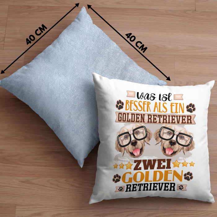 Golden Retriever Besitzer Kissen mit Füllung 40x40 Geschenk Lustiger Spruch Geschenkidee Was Ist Besser Als Ein Golden Retriever (Grau) Blau Trendation
