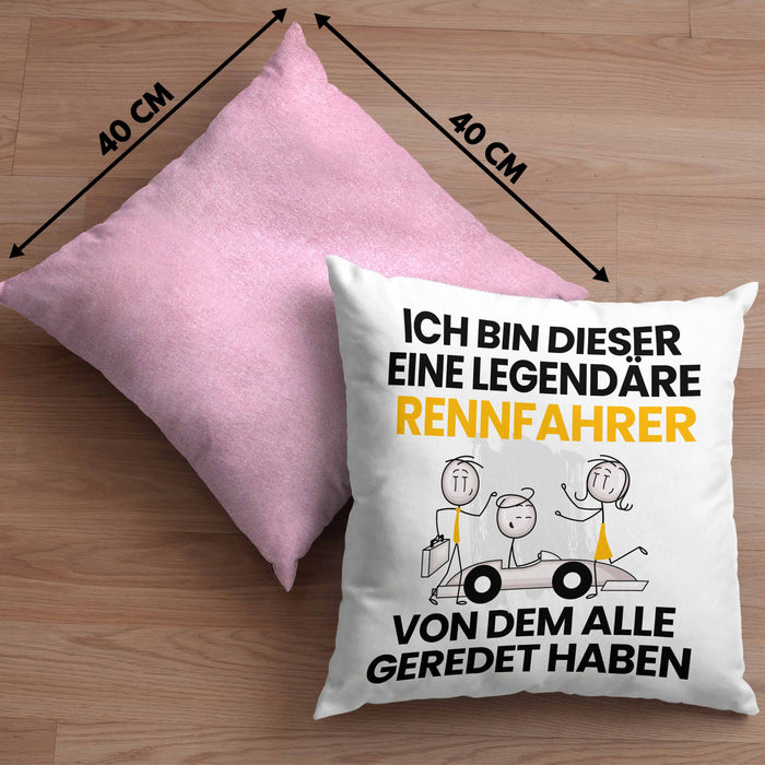 Rennfahrer Geschenk Kissen mit Füllung 40x40 Lustige Geschenkidee Geburtstag für Rennfahrer Ich Bin Dieser Legendäre Rennfahrer Von Dem Alle Geredet Haben (Grau) Rosa Trendation