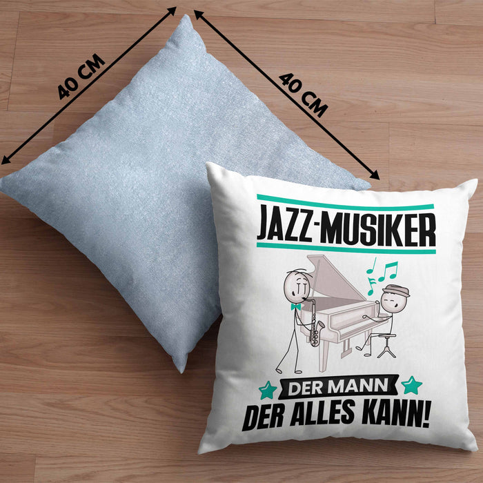 Jazz-Musiker Kissen mit Füllung 40x40 Geschenk für Jazz-Musiker Der Mann Der Alles Kann Geschenkidee zum Geburtstag (Grau) Blau Trendation