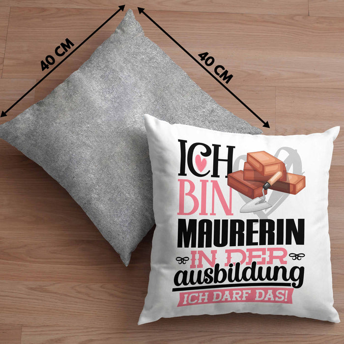 Maurerin Ausbildung Start Geschenk Kissen mit Füllung 40x40 Ich Bin Maurerin In Der Ausbildung Ich Darf Das Geschenkidee (Grau) Grau Trendation