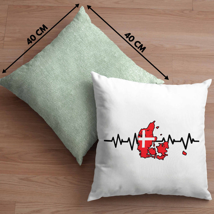 Dänische Flagge Geschenk Kissen mit Füllung 40x40 Herzschlag Dänemark Urlau Geschenkidee (Grau) Grün Trendation