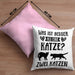 Katze Spruch Kissen mit Füllung 40x40 Lustig Geschenk Cat Kaffee Grafik Katzenliebhaber Geschenke Katzen (Grau) Rosa Trendation