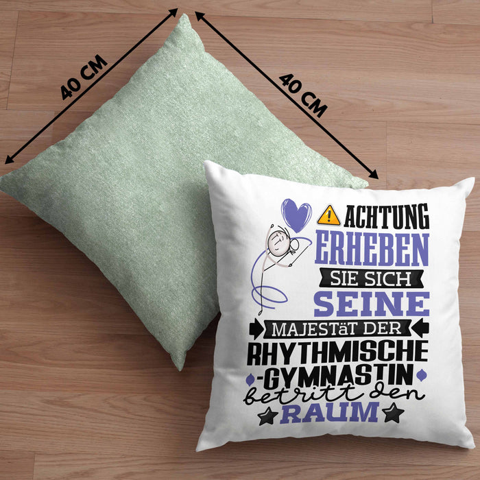 RhythmischeGymnastin Geschenk Kissen mit Füllung 40x40 Lustiger Spruch Erheben Sie Sich Der RhythmischeGymnastin Betritt den Raum (Grau) Grün Trendation