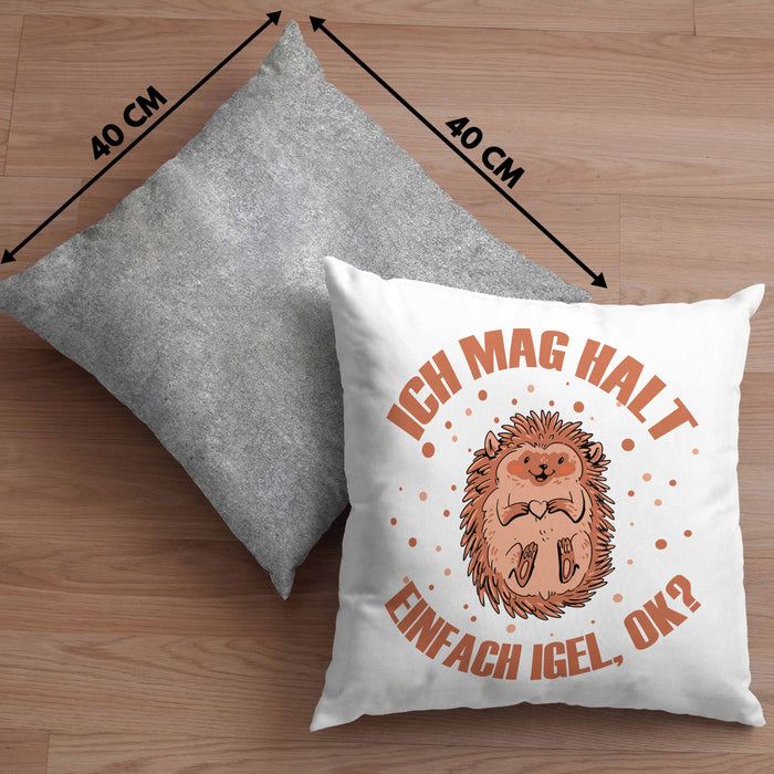 Igel Kissen mit Füllung 40x40 - Tolles Geschenk für Igel-Liebhaber (Grau) Grau Trendation