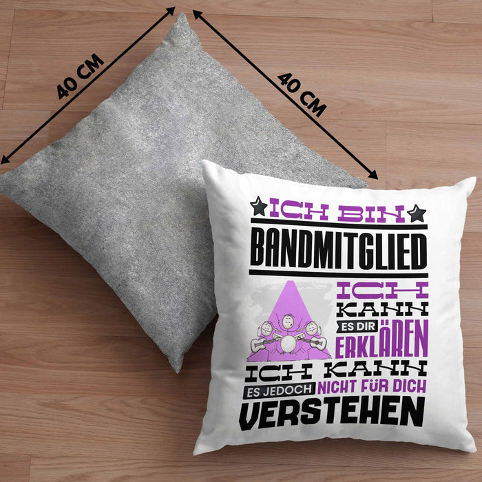 Bandmitglied Geschenk Kissen mit Füllung 40x40 Geschenkidee für Bandmitglied Geburtstag Lustig Ich Bin Bandmitglied Ich Kann Es Dir Erklären Aber Nicht Für Dich Verstehen (Grau) Grau Trendation