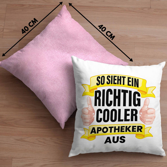 Apotheker Kissen mit Füllung 40x40 Geschenk Spruch Pharmazie Lustig (Grau) Rosa Trendation