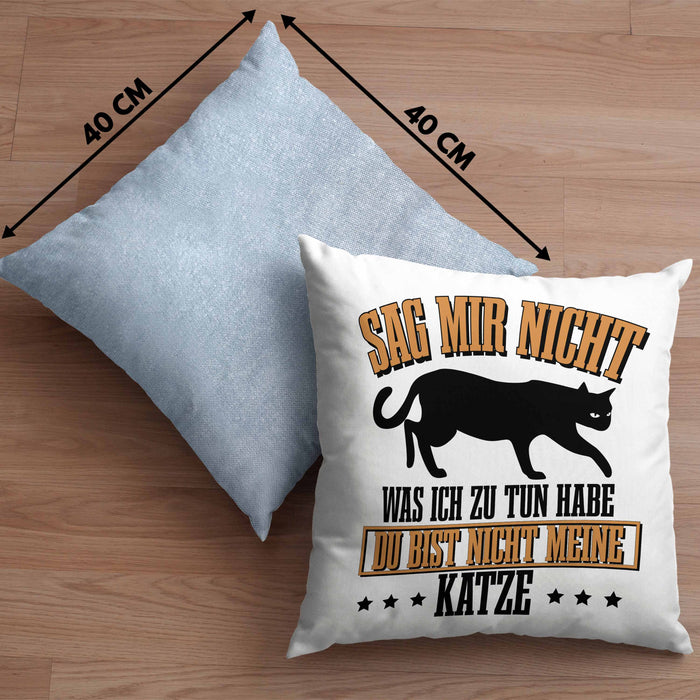 Lustige Kissen mit Füllung 40x40 für Katzenbesitzer Geschenk für Katzen-Mamas (Grau) Blau Trendation