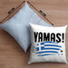 Griechenland Kissen mit Füllung 40x40 Yamas Ouzo Griechenland Trink Spruch Sprüche für Grieche (Grau) Blau Trendation