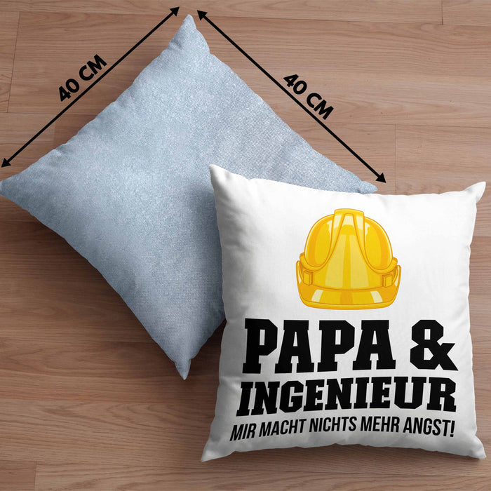 Ingenieur Papa Kissen mit Füllung 40x40 Gadget Geschenk Ingeneur Geschenkidee (Grau) Blau Trendation