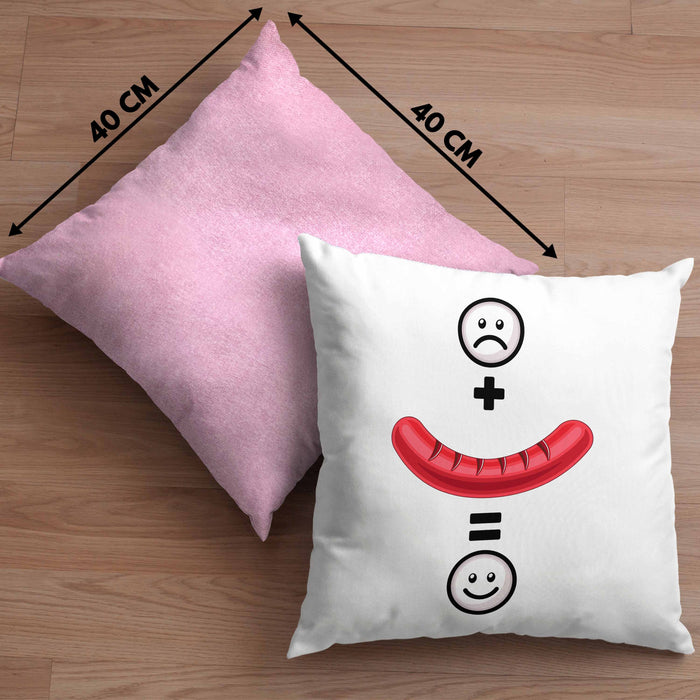 Wurst Kissen mit Füllung 40x40 Geschenk für Griller Wurst :( + Wurst = :) Lustige Geschenkidee Geburtstag (Grau) Rosa Trendation