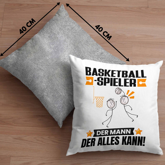 Basketballspieler Kissen mit Füllung 40x40 Geschenk für Basketballspieler Der Mann Der Alles Kann Geschenkidee zum Geburtstag (Grau) Grau Trendation