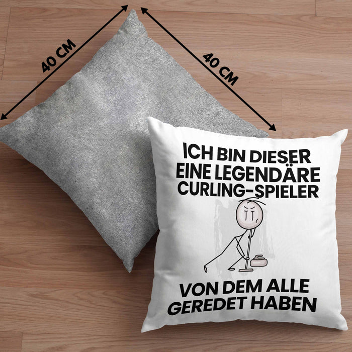 Curling-Spieler Geschenk Kissen mit Füllung 40x40 Lustige Geschenkidee Geburtstag für Curling-Spieler Ich Bin Dieser Legendäre Curling-Spieler Von Dem Alle Geredet Haben (Grau) Grau Trendation