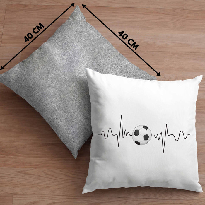 Fußballer Herzschlag Kissen mit Füllung 40x40 Geschenk für Fußballspieler Geschenkidee (Grau) Grau Trendation