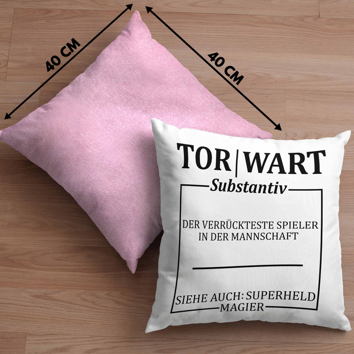 Lustige Torwart Kissen mit Füllung 40x40 Geschenk Torwartin Geschenk (Grau) Rosa Trendation