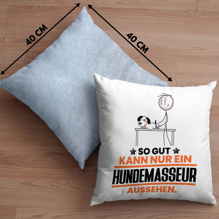 Hundemasseur Geschenk Kissen mit Füllung 40x40 So Gut Kann Nur Ein Hundemasseur Aussehen Geschenkidee (Grau) Blau Trendation