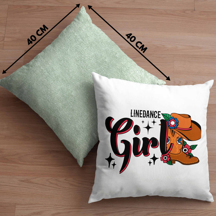 Line Dance Girl Kissen mit Füllung 40x40 Geschenk Spruch Linedance KafffeeKissen mit Füllung 40x40 Spruch (Grau) Grün Trendation